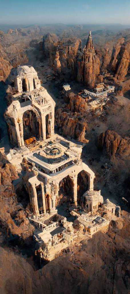 建在红岩峡谷阿拉伯和哥特式和星际战争建筑废墟寺庙群