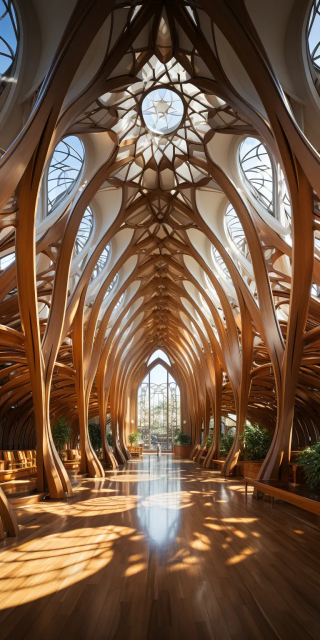 偌大的木结构教堂