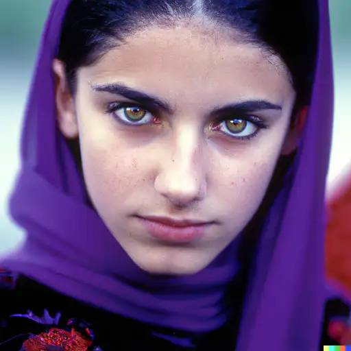 戴着深色头巾阿富汗裔少女