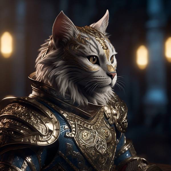 身穿精细盔甲的猫骑士