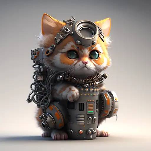 赛博朋克可爱机械猫