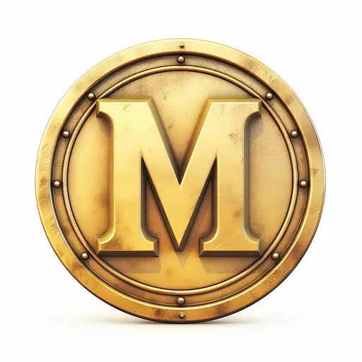 硬币上的 M 字母复古标志