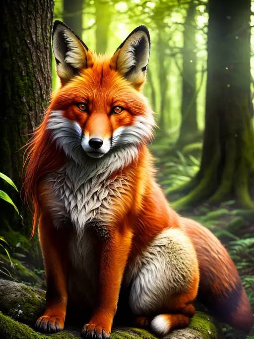 皮毛光滑多彩的美丽狐狸