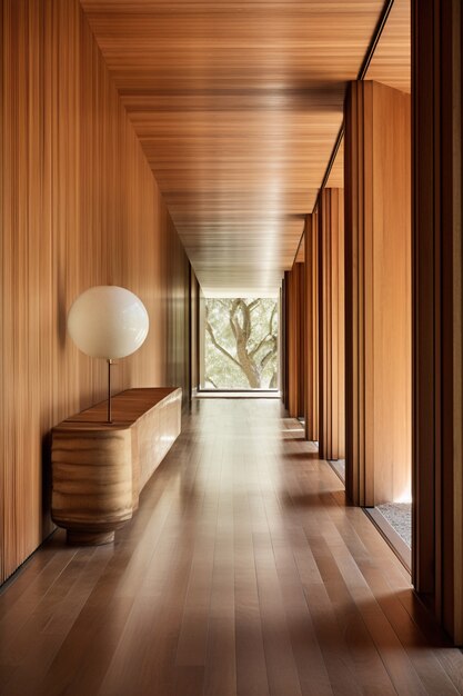 现代木结构房屋走廊