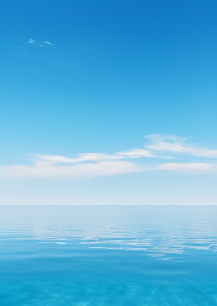蔚蓝的晴空下，水体静止如镜