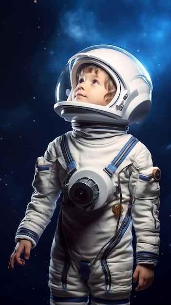可爱的小男孩穿着太空服