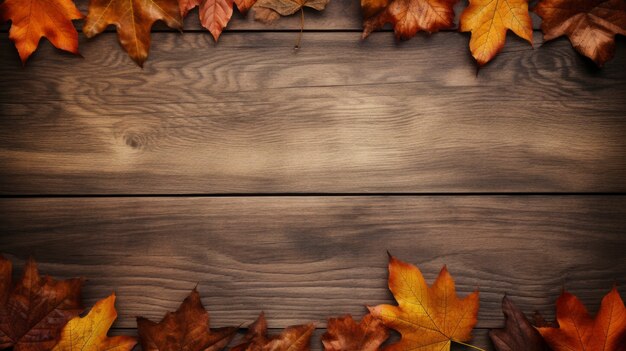 秋叶与木材背景