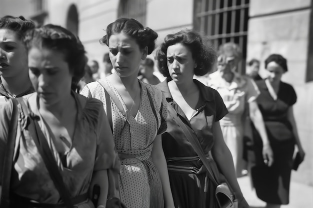 西班牙 1940 年代 被俘虏的共和党妇女被押送到法院